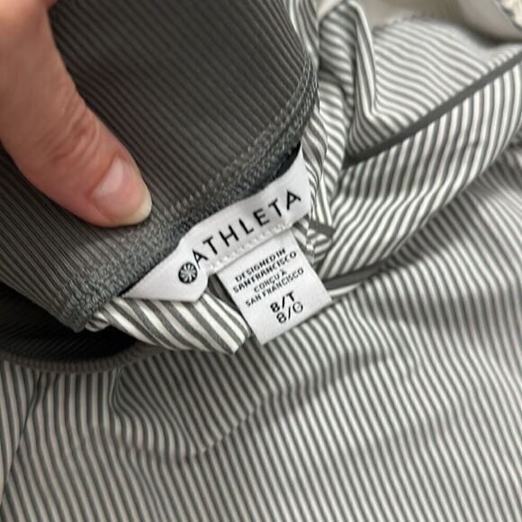 Athleta Brooklyn textured stripe pants 8 T tall white gray - Picture 6 of 7